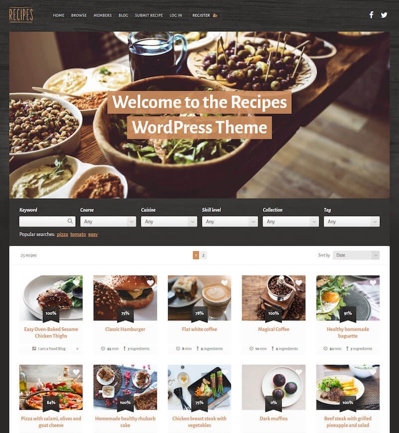 Recettes Thème WordPress pour la nourriture