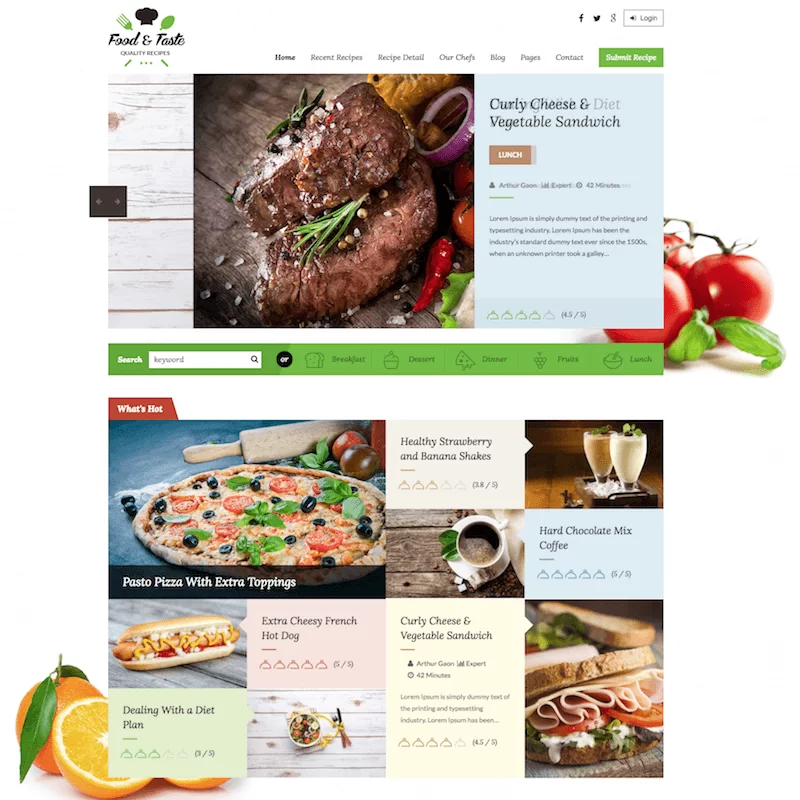 Tema blog RecipePress Food