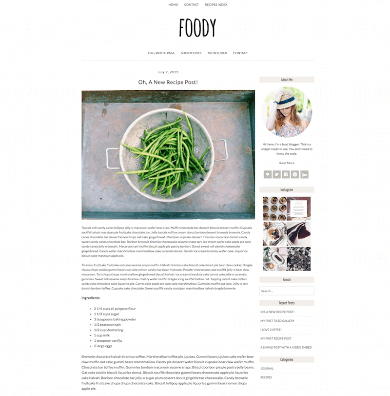 Thème WordPress pour aliments gourmands