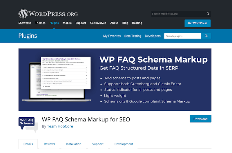 Marcado de esquema de preguntas frecuentes de WP para SEO