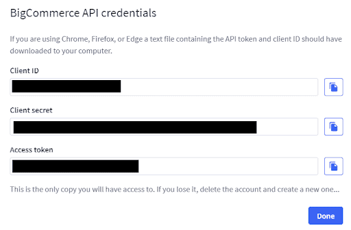 Credenziali API Bigcommerce