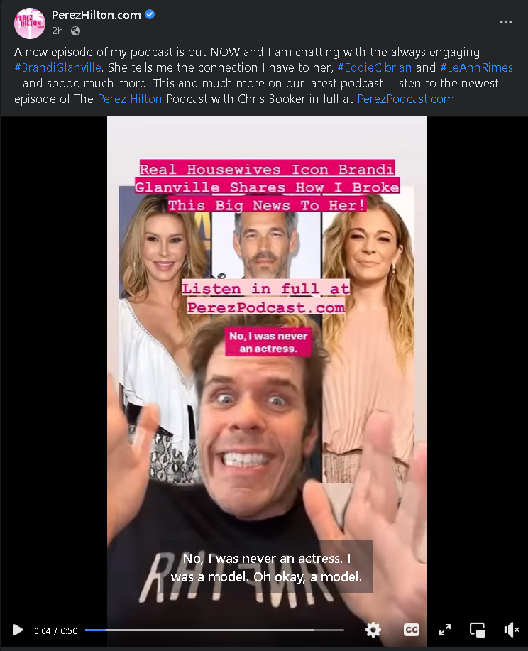 โพสต์วิดีโอโซเชียลมีเดียของ Perez Hilton