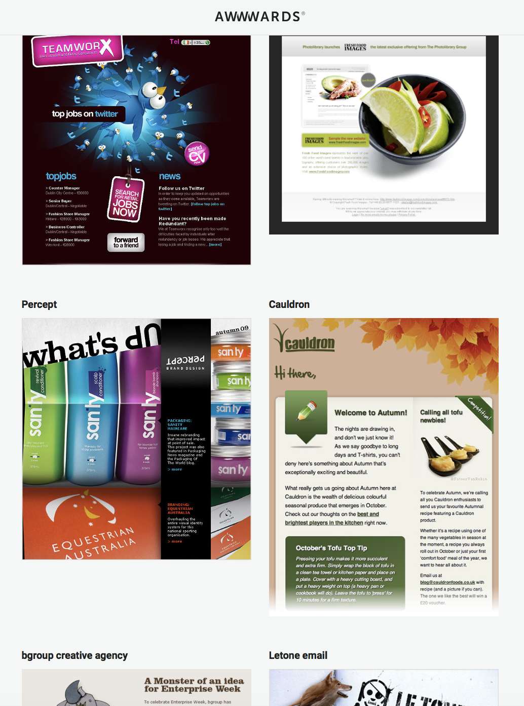 Newsletter-Design awwords result