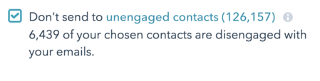 No enviar a contactos no comprometidos en el correo electrónico de HubSpot