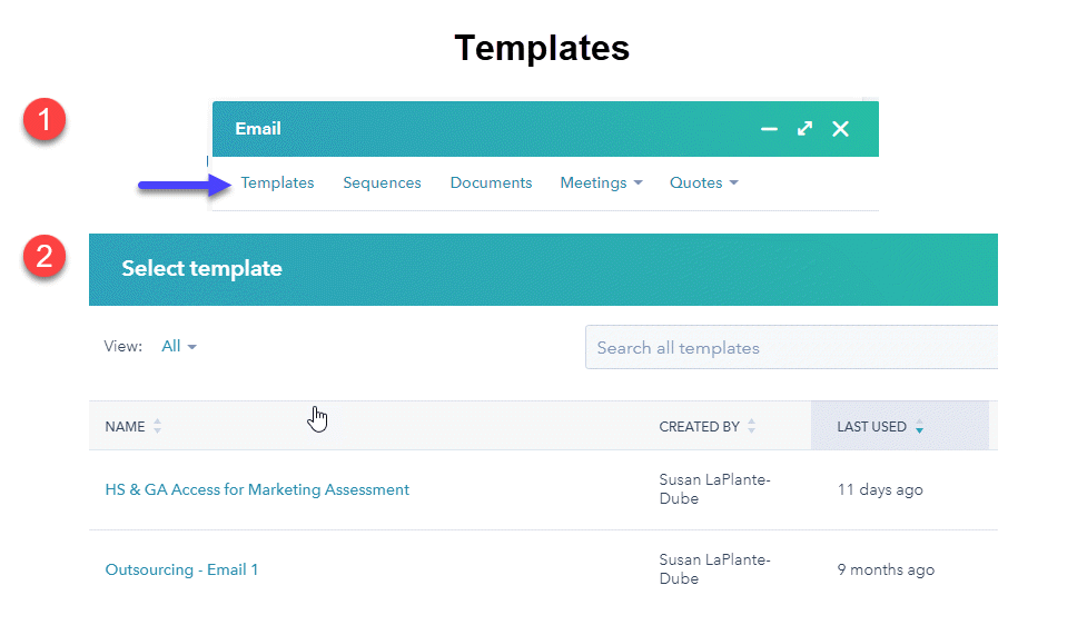 Exemple de modèles HubSpot