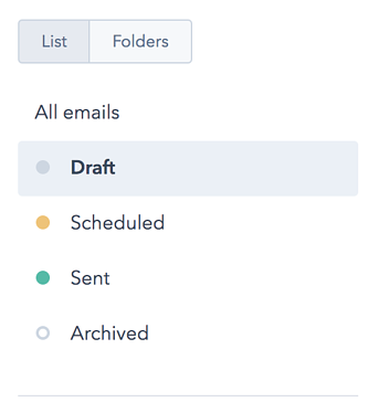 Cómo filtrar correos electrónicos de HubSpot por borradores de correos electrónicos