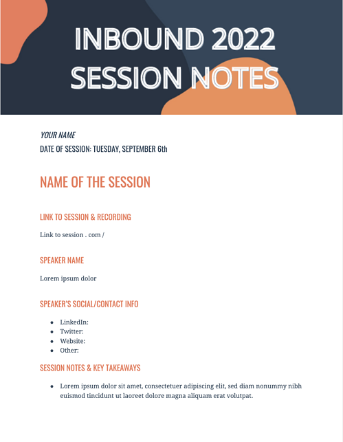 Notes de session entrantes 2022