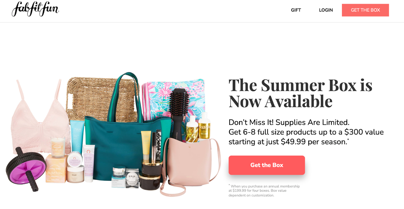 ecommerce landing page example fabfitfun - 6 Ecommerce Landing Page Examples & Tips on How to Build a High-Performing Landing Page