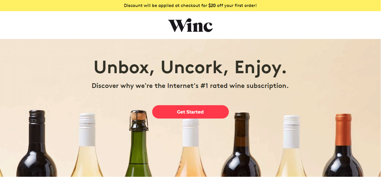 ecommerce landing page example winc - 6 Ecommerce Landing Page Examples & Tips on How to Build a High-Performing Landing Page