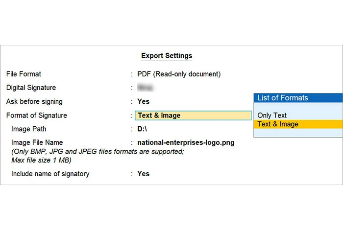 Étapes pour configurer la signature numérique dans Tally Prime