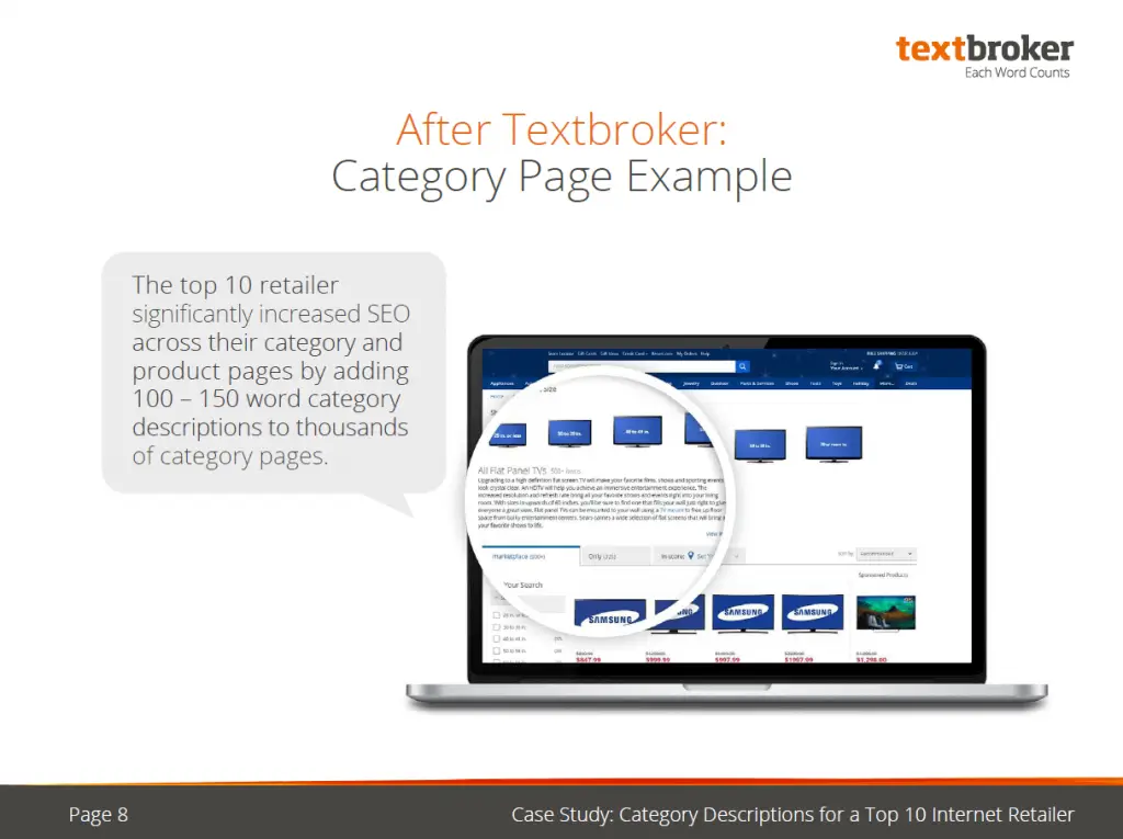 Case study di Textboker con descrizione della categoria