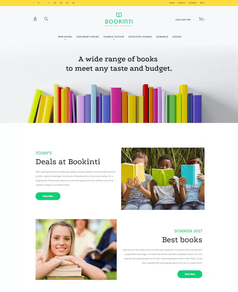 Bookinti Tienda de libros Tema PrestaShop