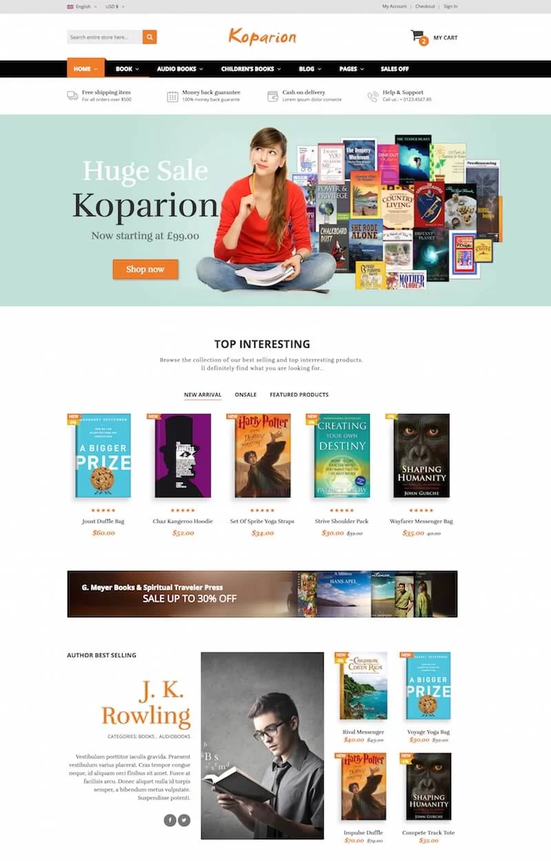 เทมเพลต HTML5 ร้านหนังสือ Koparion