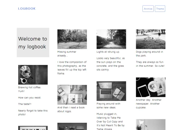 Logbook Tema Tumblr Grátis