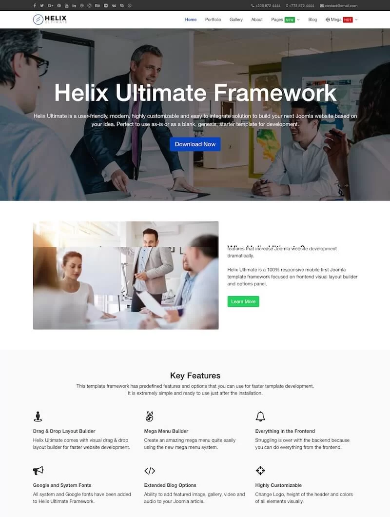 เทมเพลต Joomla Helix ฟรี