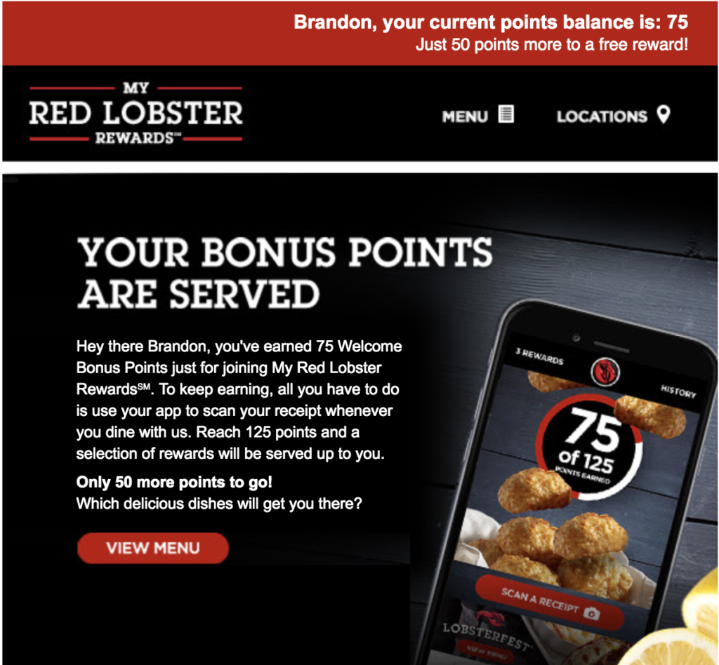 Red Lobster 이메일 개인화