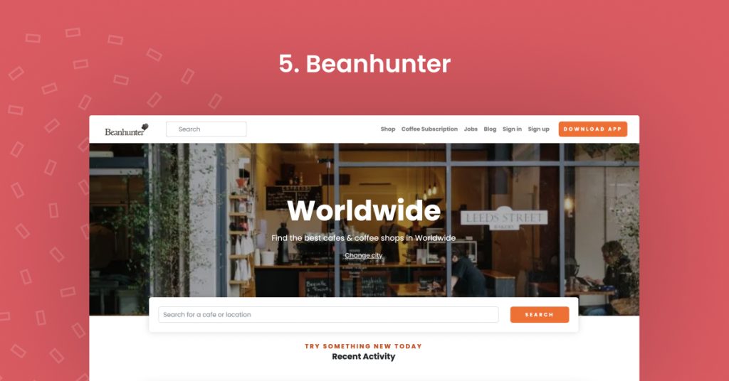 Startbildschirm für Beanhunter.com