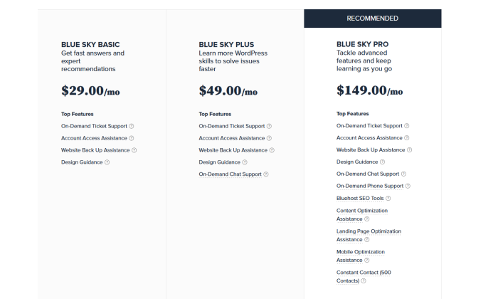 Bluehost-Hosting-Pläne