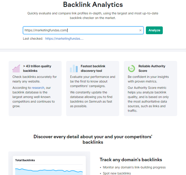 Analisis backlink SEMrush