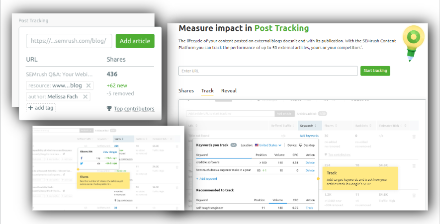 Pelacakan Posting SEMrush