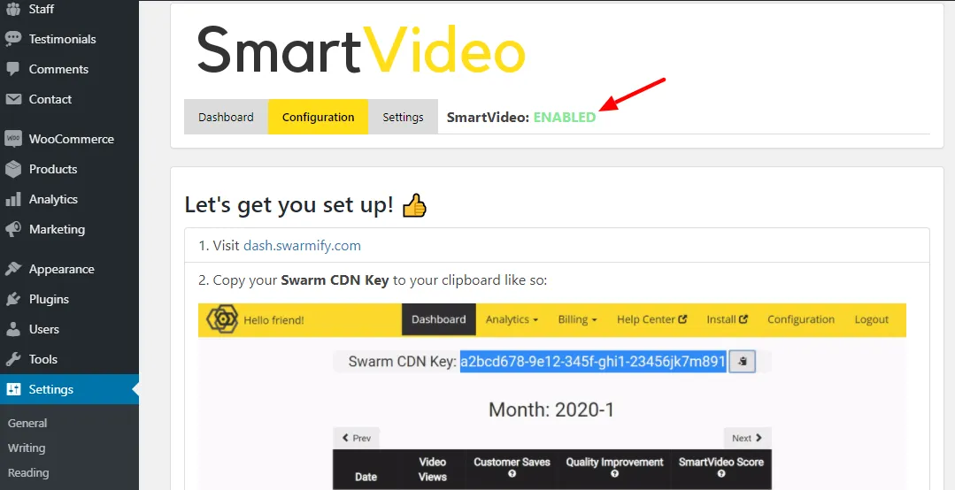 สถานะเปิดใช้งาน SmartVideo