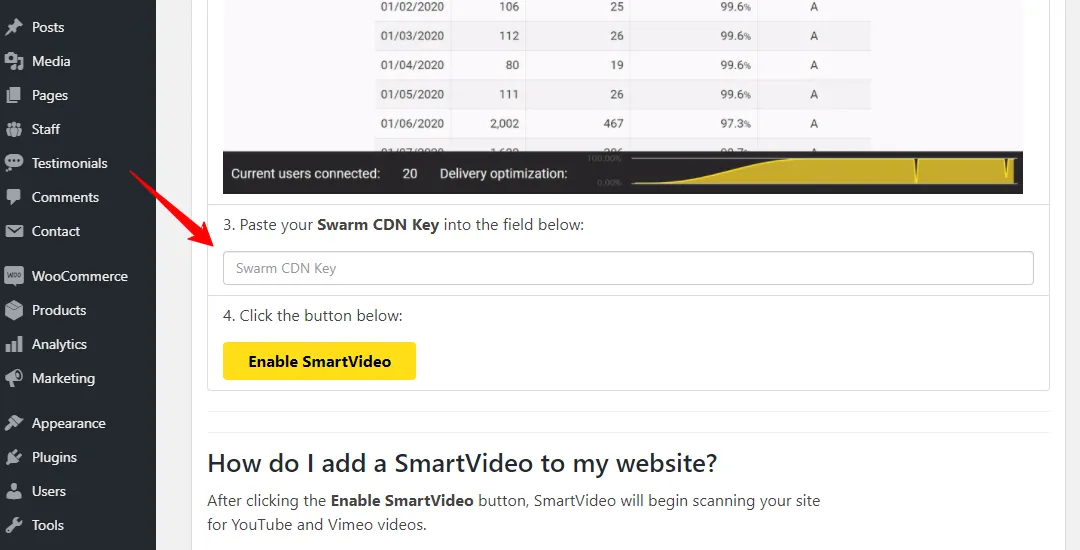 รายการคีย์ Swarm CDN