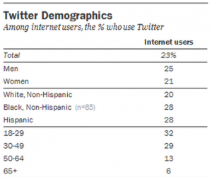 İnternet kullanıcıları arasında Twitter demografisi