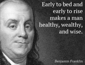 Citazione di Ben Franklin "a letto presto"