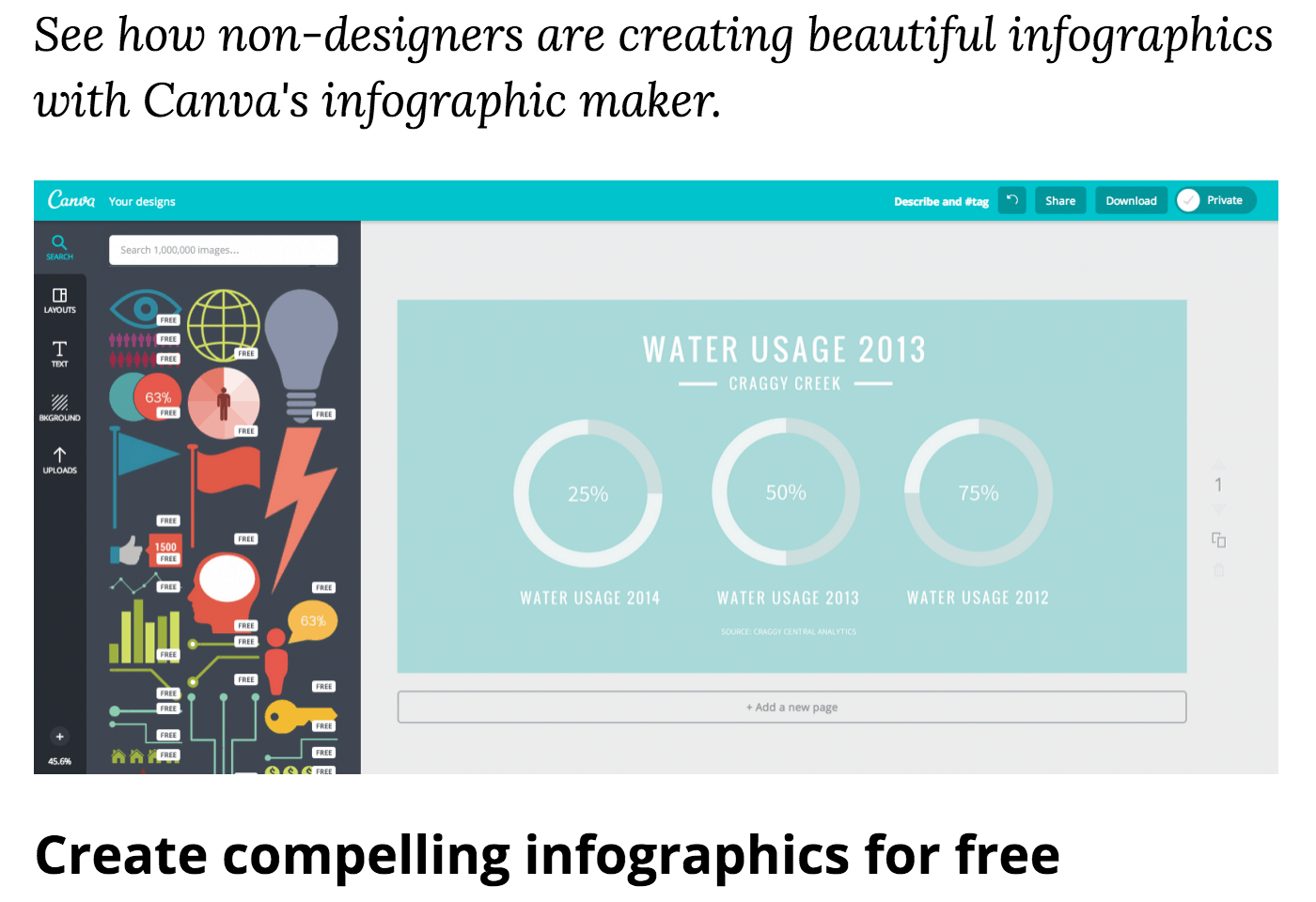 Esempio di Infograph che utilizza gli strumenti di progettazione di Canva