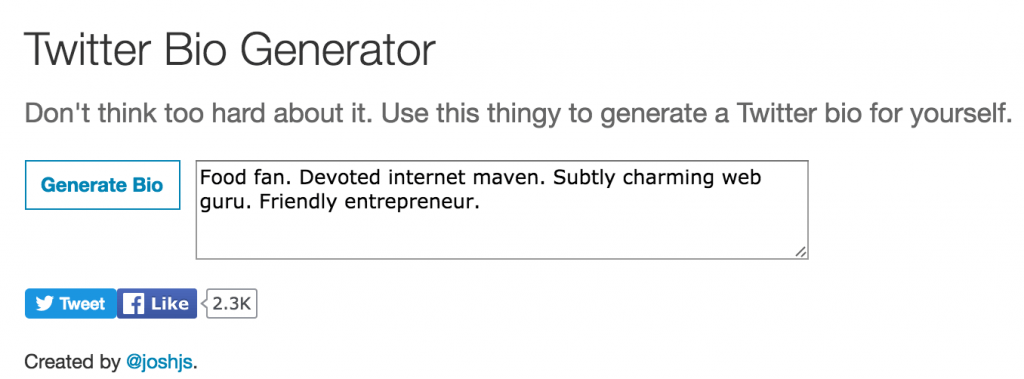 Generatore bio di Twitter