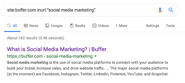 buffer.com inurl용 Google SERP:"소셜 미디어 마케팅"