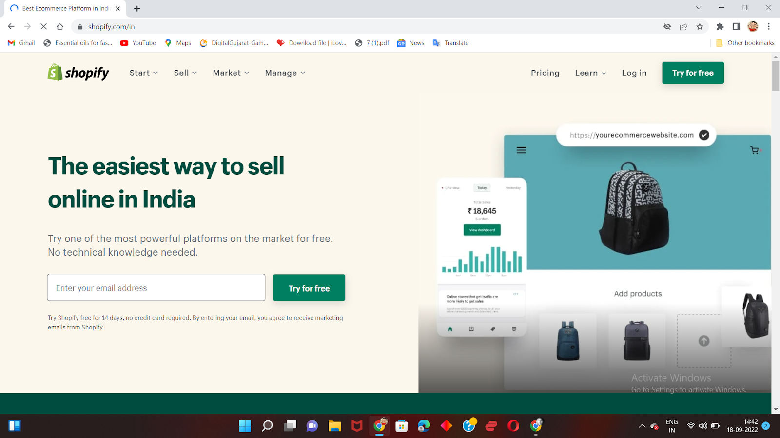 home page di shopify india