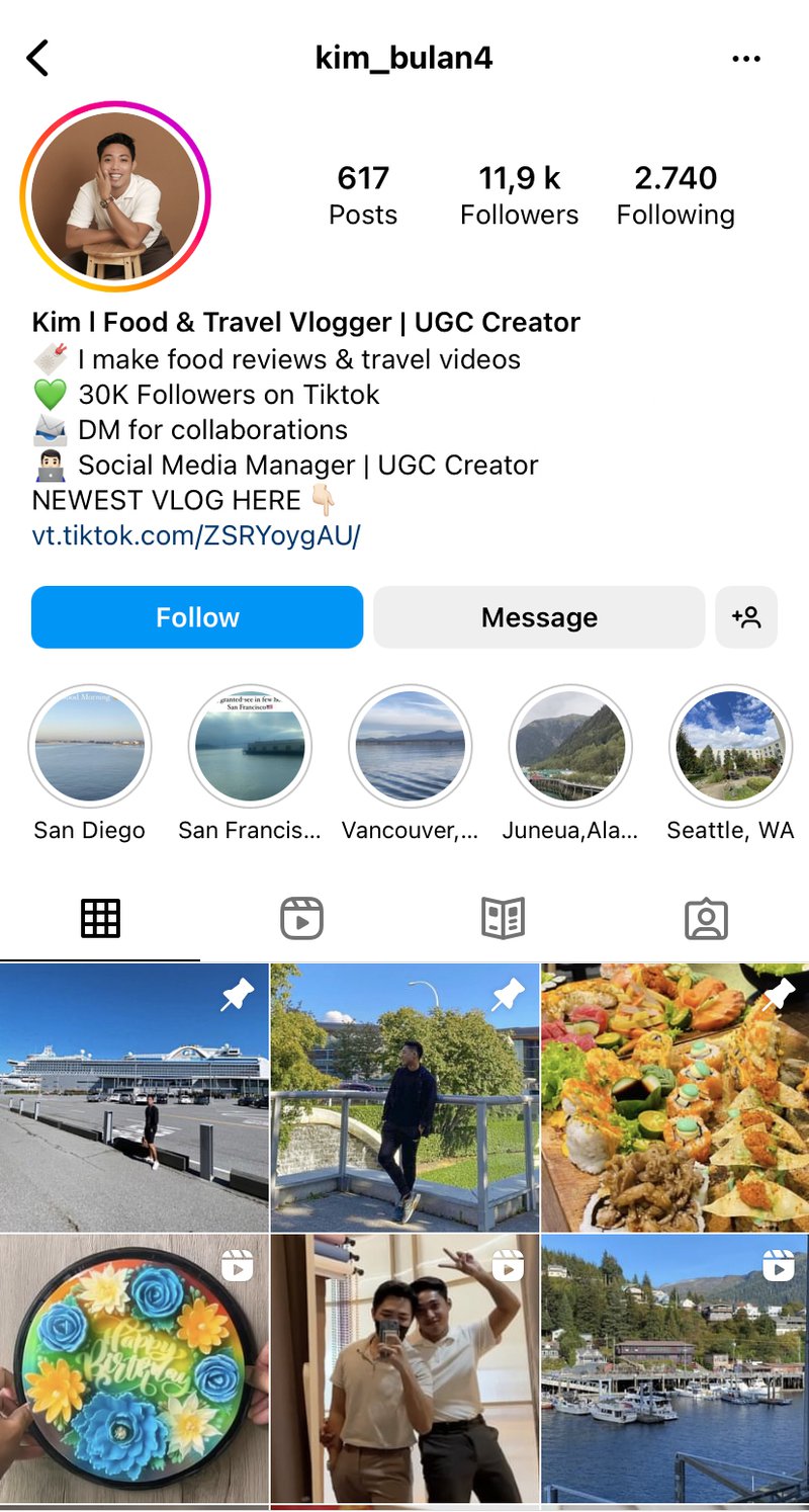 キムのInstagramプロフィール