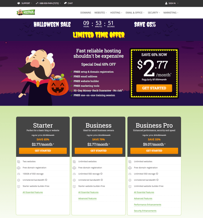 Offre Halloween HostPapa