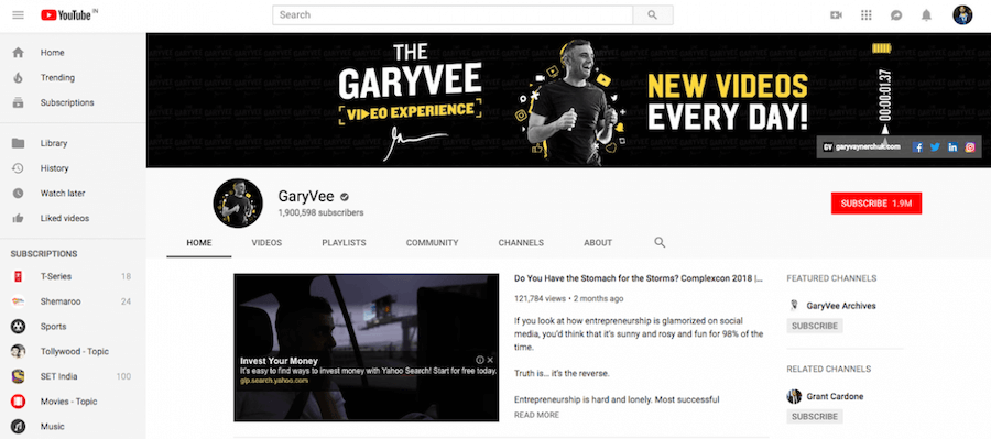 Chaîne YouTube de Gary Vaynerchuk