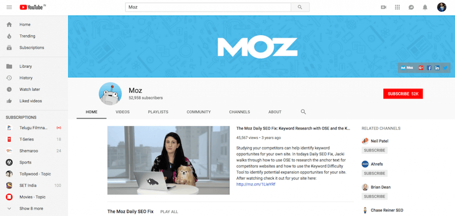 Moz ช่อง YouTube