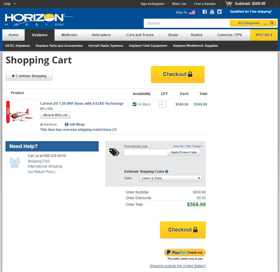 31 HorizonHobby always shows the next step in the checkout - Cart Abandonment - Definitive Guide