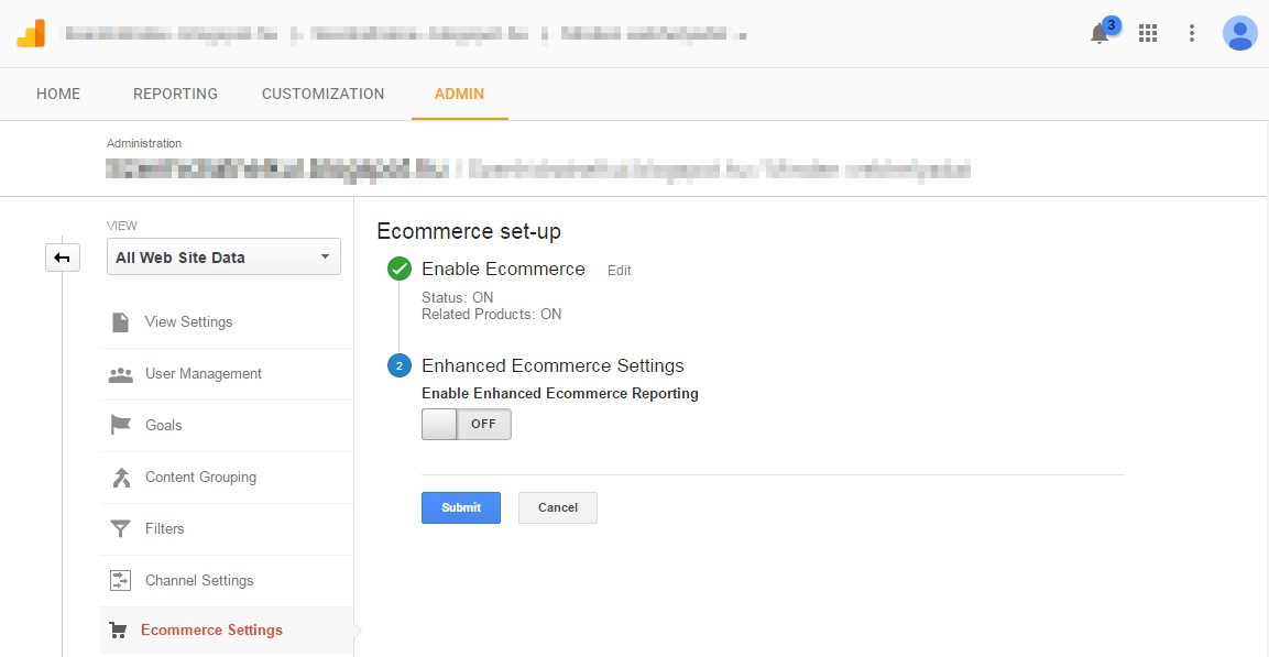 2 enable ecommerce in google analytics - Cart Abandonment - Definitive Guide