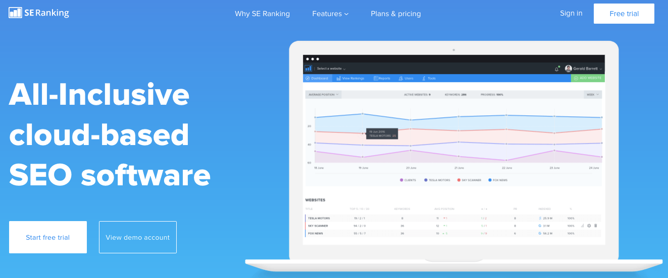 Supermetrics 대안: SE 순위 - 웹사이트의 360도 SEO 분석을 위한 SEO 소프트웨어