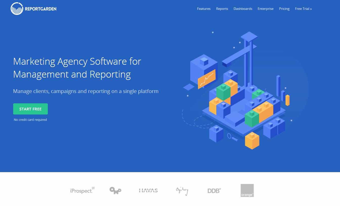 ReportGarden ofrece una prueba gratuita en su sitio web, como se muestra aquí.