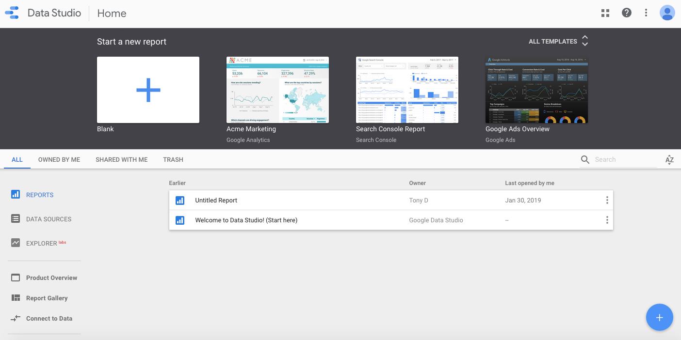 AdStage 대안: Google 데이터 스튜디오