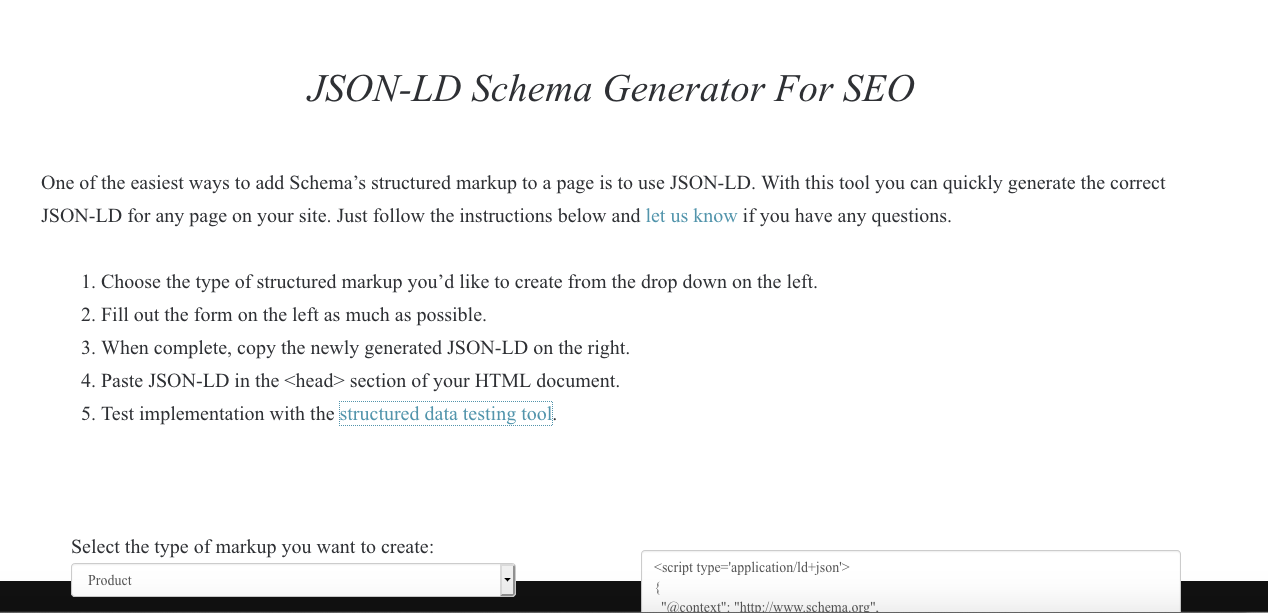 SEO 감사 도구: JSON-LD 스키마 생성기