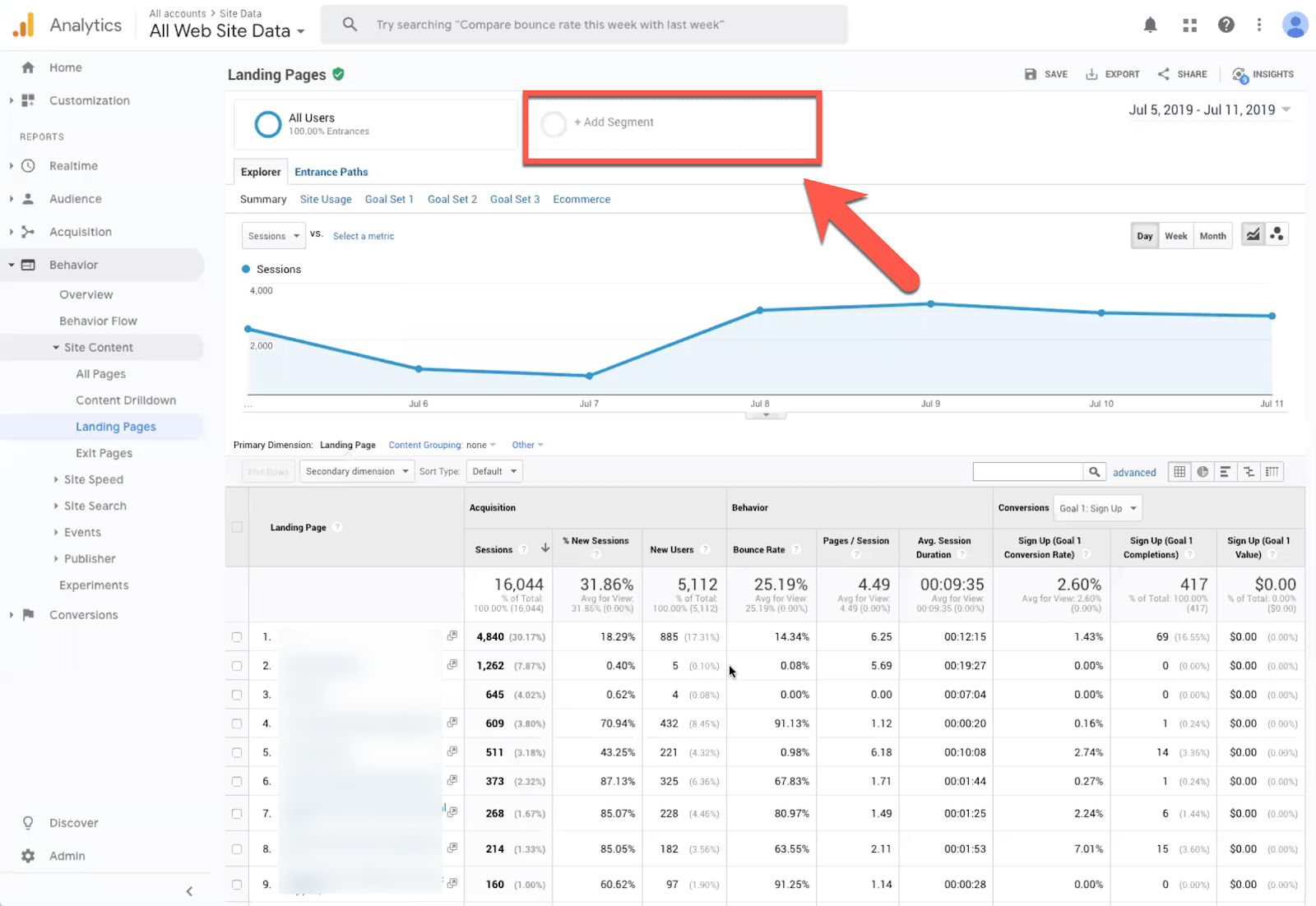 Google Analytics: „Segment hinzufügen“