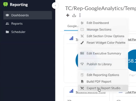 الخطوة الرابعة لإعداد Reporting Dashboards مع ReportGarden هي اختيار قالب التقرير.