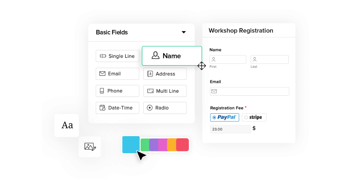 Drag-and-Drop-Builder – Funktionen von Zoho Forms