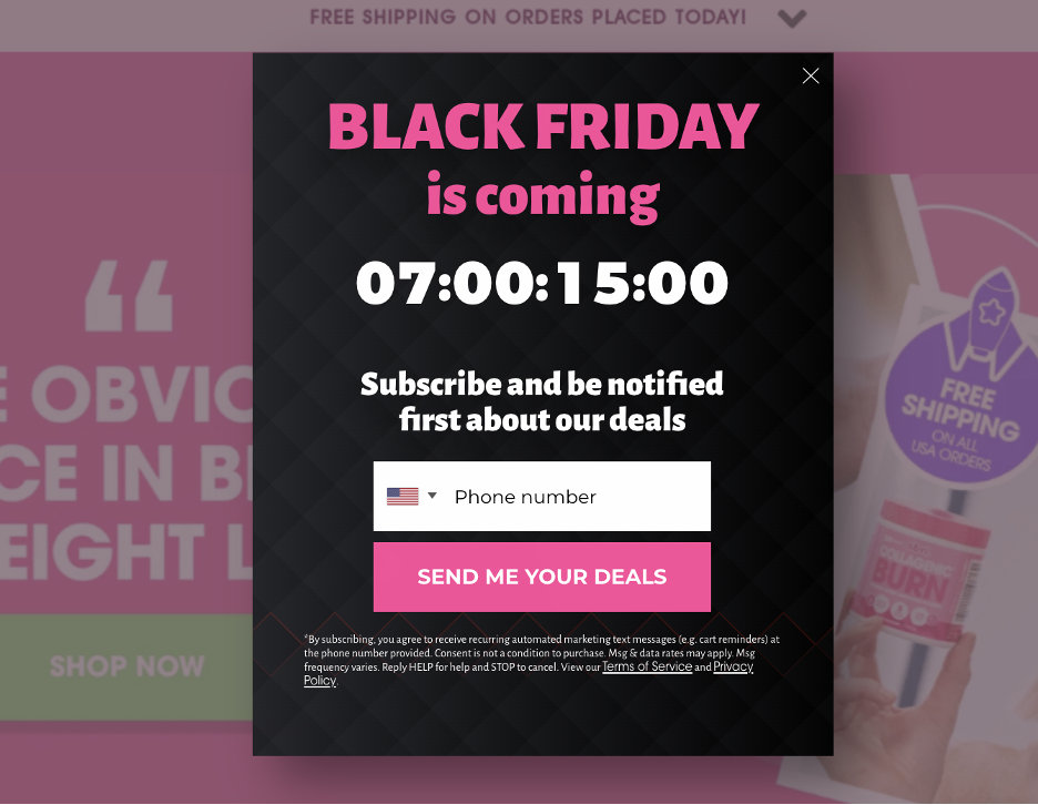 black friday popup 02 - 6 Black Friday Personalization Ideas to Promote Your Sale