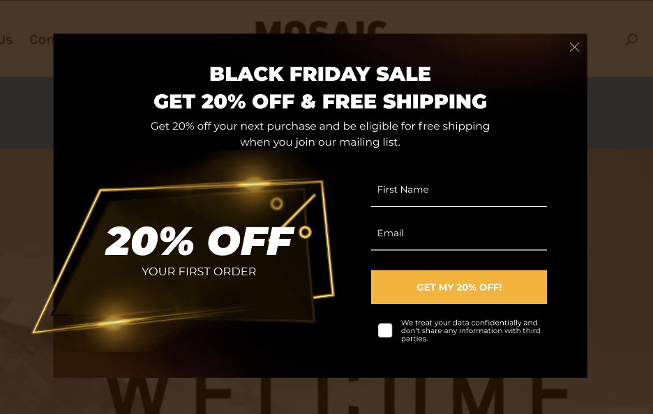 black friday popup 11 - 6 Black Friday Personalization Ideas to Promote Your Sale