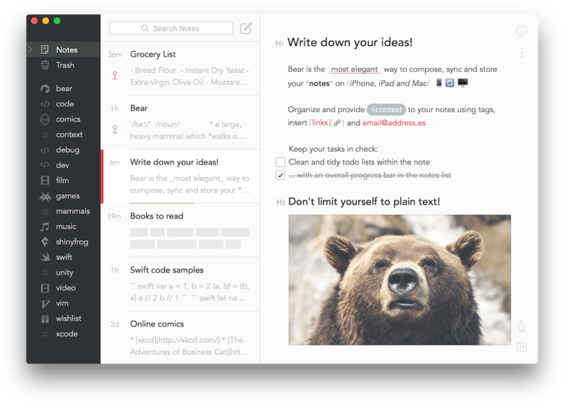 Productivity Apps for Mac - Bear