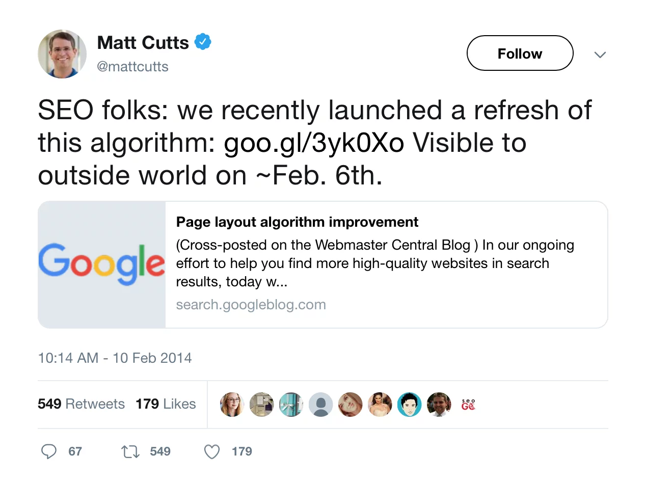 Tweet de Matt Cutts annonçant Panda 4.0