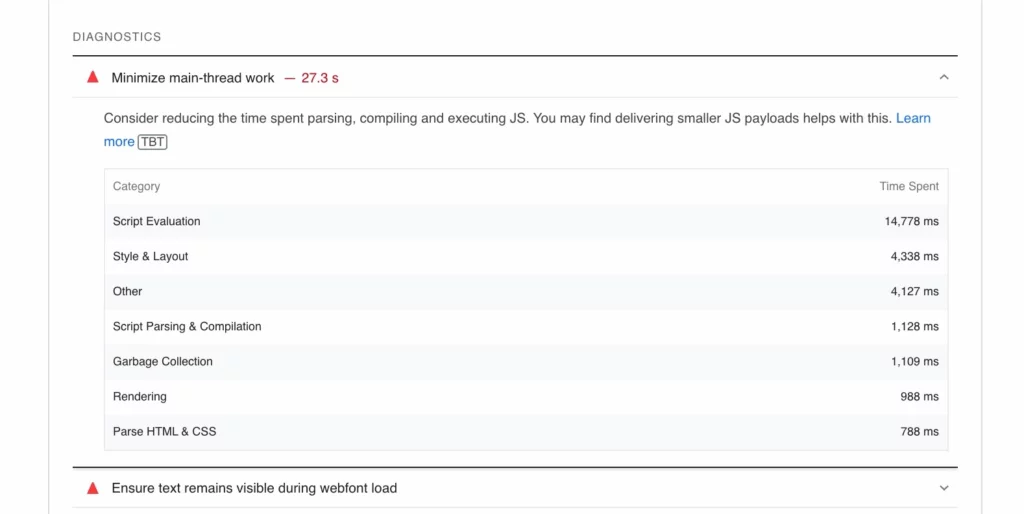 ตัวอย่างโอกาสของ Google PSI ในการเพิ่มความเร็วของเพจ